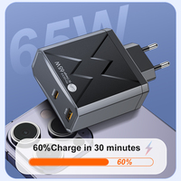 65W GaN Charger 2 Ports Type C Charger Fast Charging For IPhone 14 15 Pro Xiaomi 13 14 Samsung USB C Charger For Huawei Mate 60