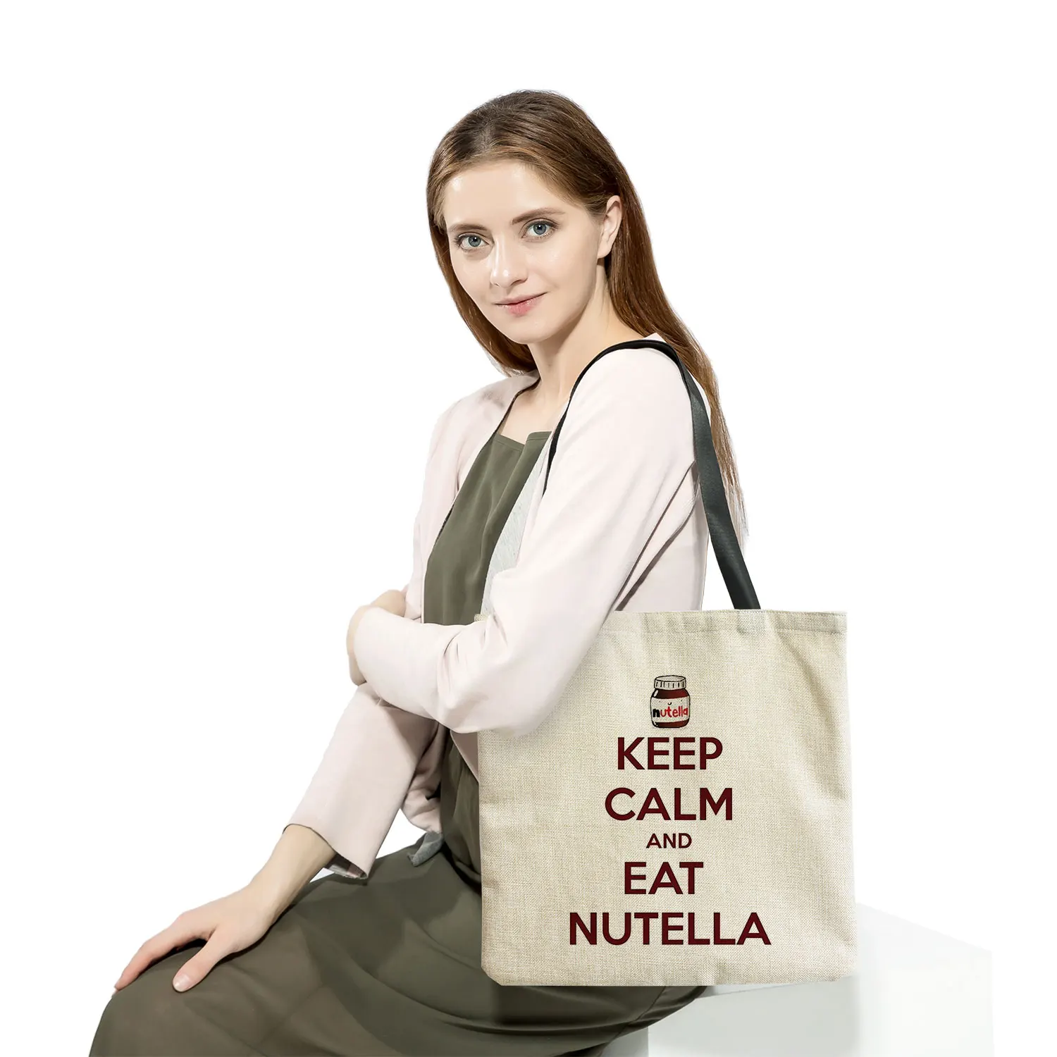 Nutella Printed Ladies Handbag Casual Women\'s Shopping Bag High Capacity Portable Travel Shoulder Bag Outdoor Simple Storage Bag