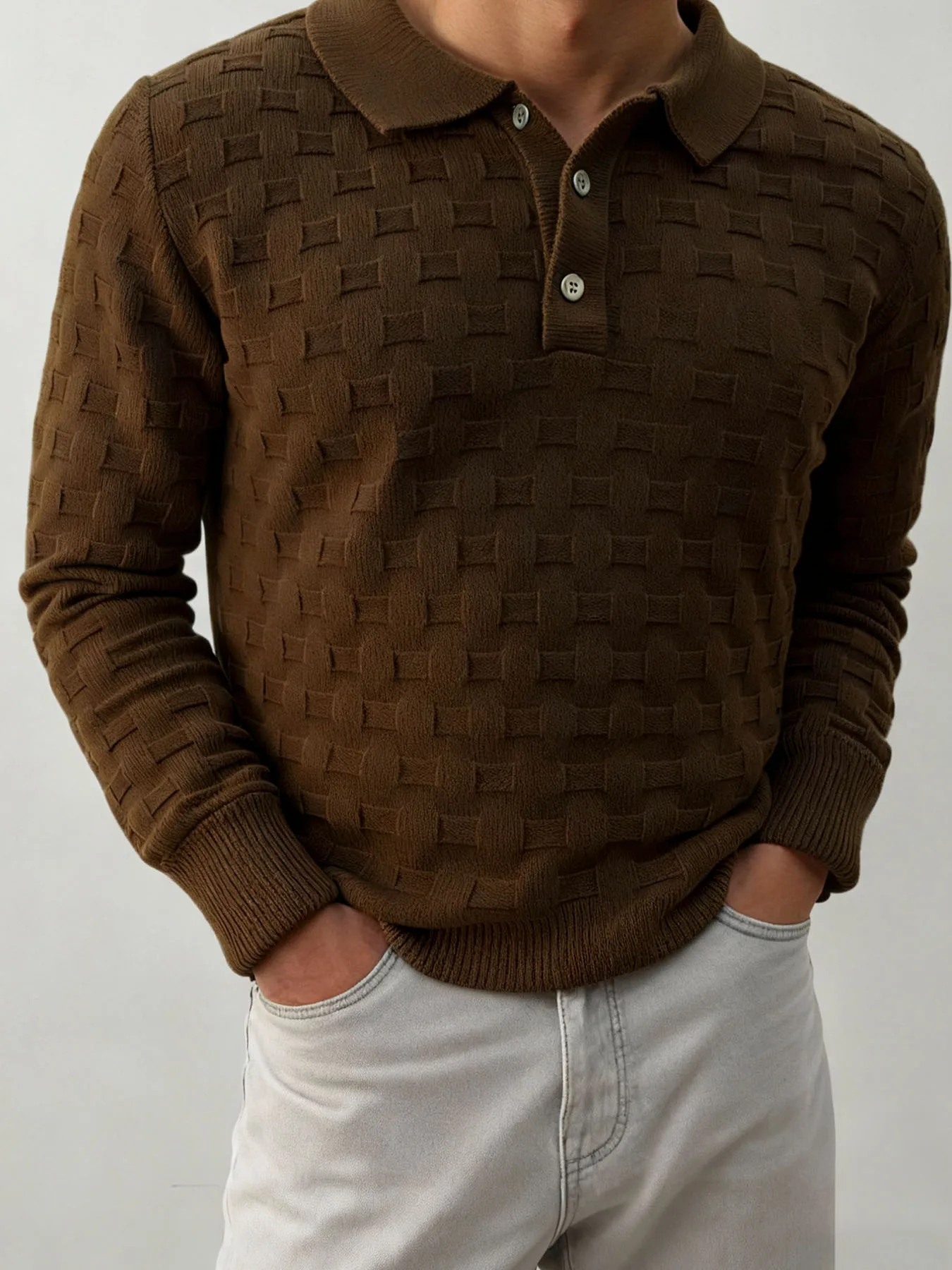

Men's Clothing - New High Quality Men's Knitted Sweater Autumn/Winter Fashion Collar Jacquard Korean Edition T-shirt Top
