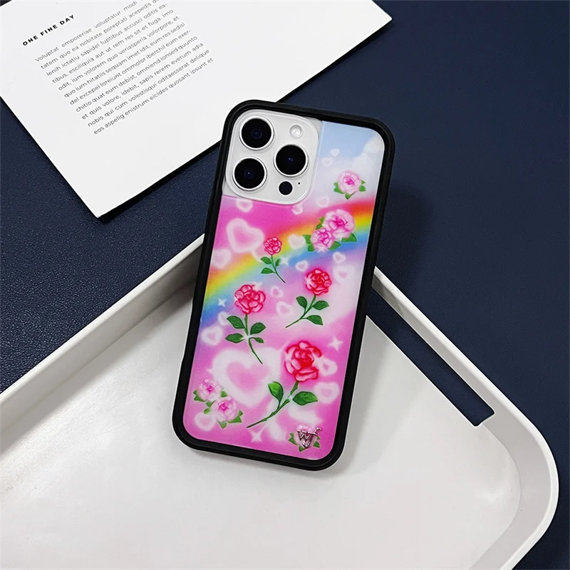 Wildflower ins Fashion cartoon phone case for iPhone Butterfly Flower Love 12 Pro 13 Pro 14 15Pro 16Pro 14 PlusWF Cute cover