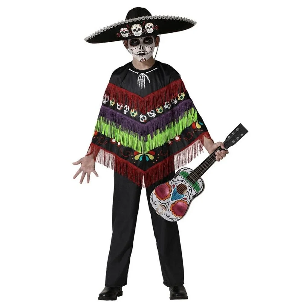 Maxia fiesta-disfraz esqueleto mexicano muerte mexicana musical niño infantil dia das bruxas