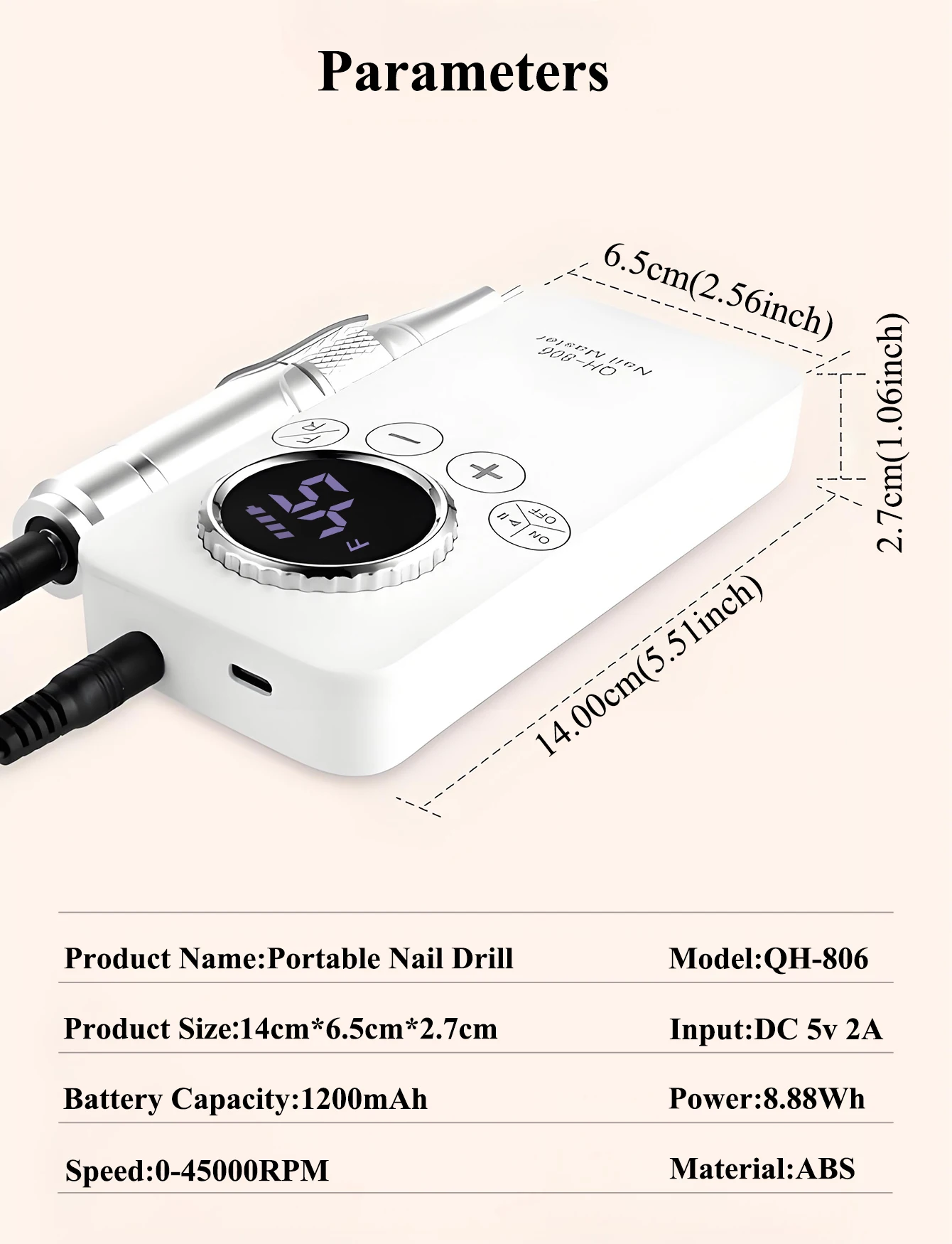 45000 دورة في الدقيقة آلة حفر الأظافر الكهربائية المحمولة ملف الأظافر قابلة للشحن مسمار ساندر ل هلام تلميع الأظافر لصالون مانيكير #6