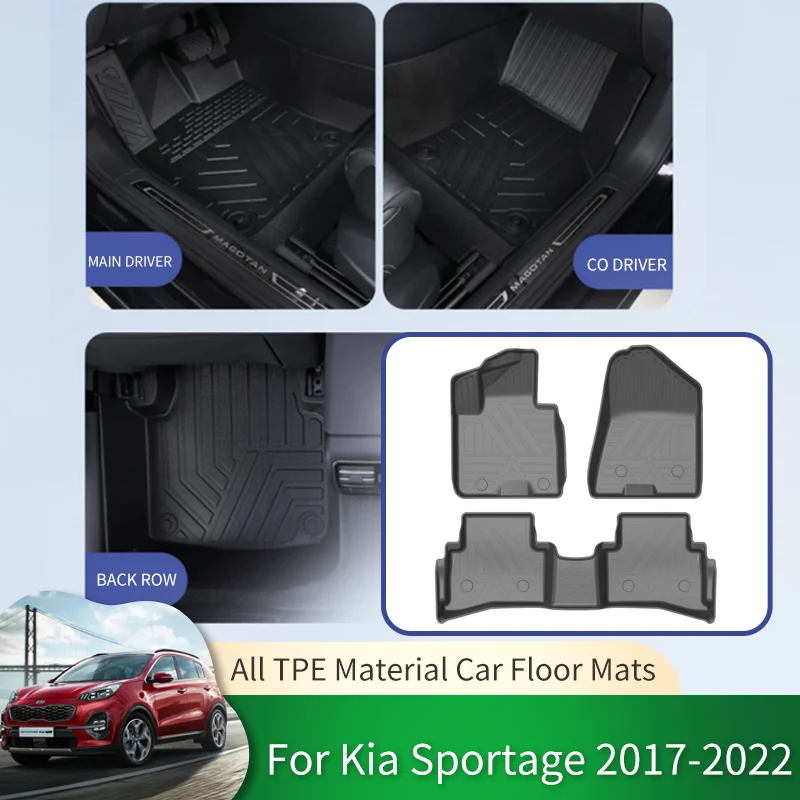 for Kia Sportage QL 2017~2022 TPE Car Waterproof Non-slip Floor Mats Full Surround Protective Liner Foot Pads Carpet Accessories