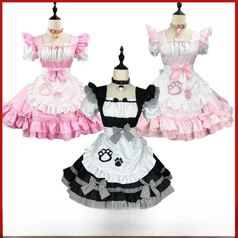 Sexy Dienst mädchen Cosplay Kostüme Anime süße Katze Mädchen Rock schwarz weiß rosa niedlich Lolita