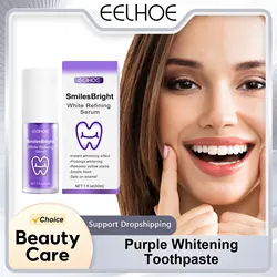 Pasta de dientes blanqueadora púrpura, Limpieza Profunda, elimina manchas, Reduce el color amarillo, cuidado de encías, aliento fresco, ilumina los dientes