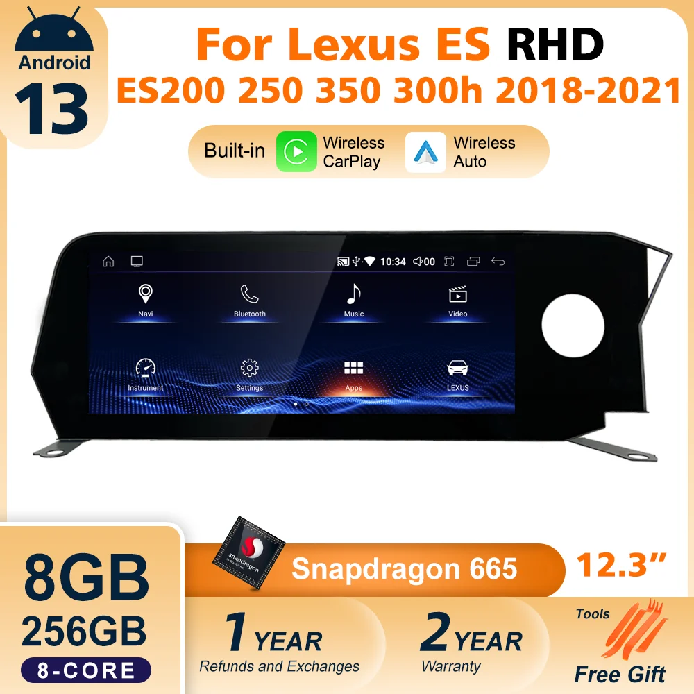 

Android 13 Wireless Carplay Screen Player For Lexus ES 2018-2021 RHD Radio Multimedia GPS Car Monitor Video Navigation DSP