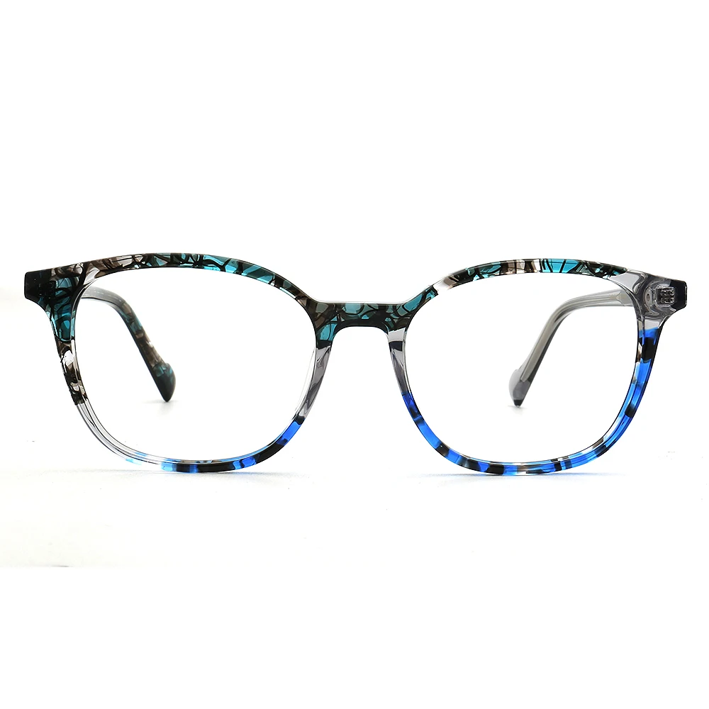 Trendy Patchwork Womens Square Eyeglasses Prescription Glasses Frames for Men Blue Tortoise Optical Eyewear Red Spectacles Retro