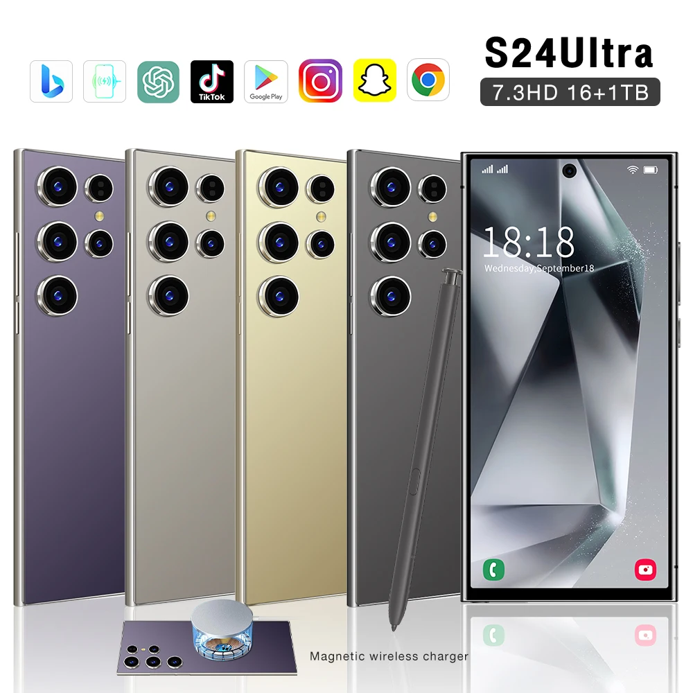 

2025 New Global Version S24 Ultra 5G Smart Original Phone 7.3 Inch HD Screen 7800mAh 108MP Camera Android Dual SIM Unlock Phone