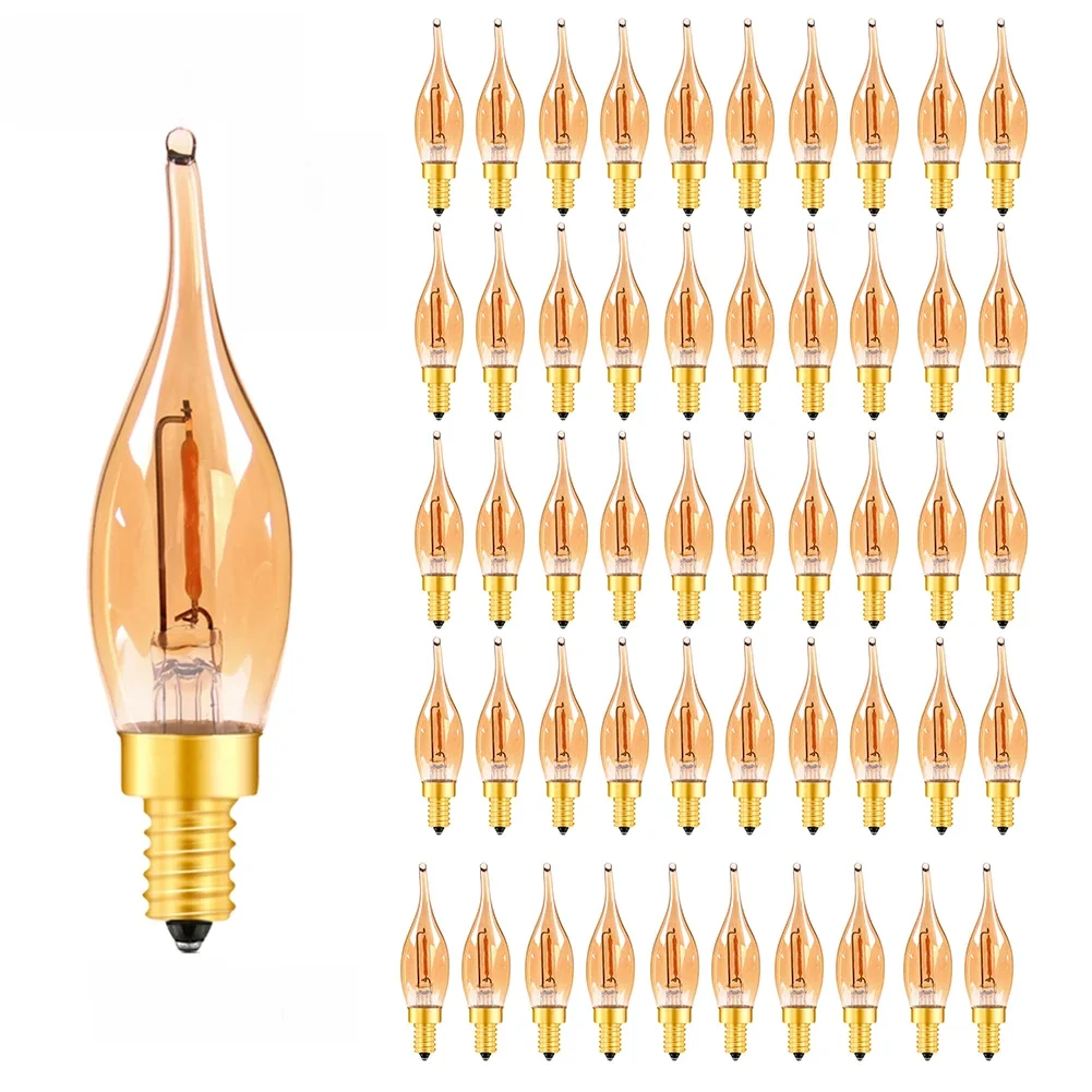 Dimmable C22 LED Filament Bulb E14 0.5W Amber Decorative Night Light Candle Light Ampoule Candelabra Chandelier Replacement Bulb