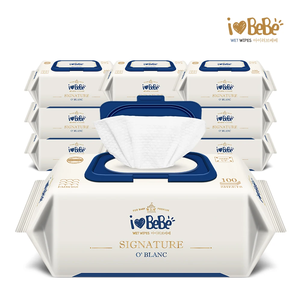 I Love Bebe signature Oblanc 62gsm high-weight 100 sheets 10 pack cap type baby  wet wipes