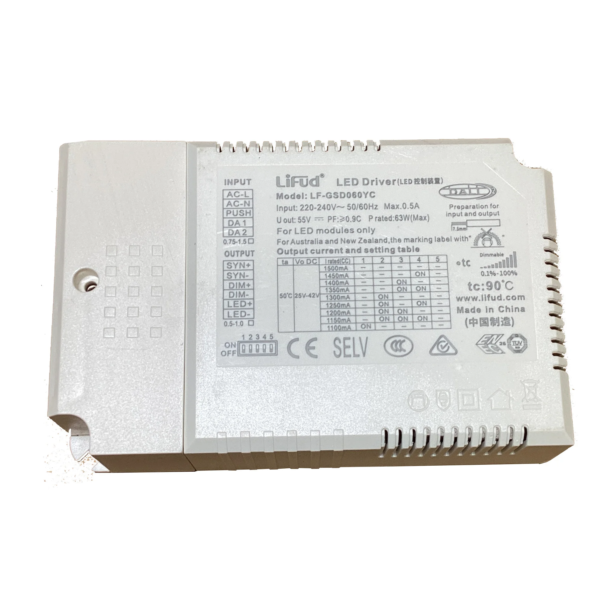 

DALI-2 DALI 2.0 60 Вт Светодиодный драйвер 1500 мА LF-GSD060YC CC Интеллектуальный светильникТрантор (с дымкой PUSH) для панельного освещения