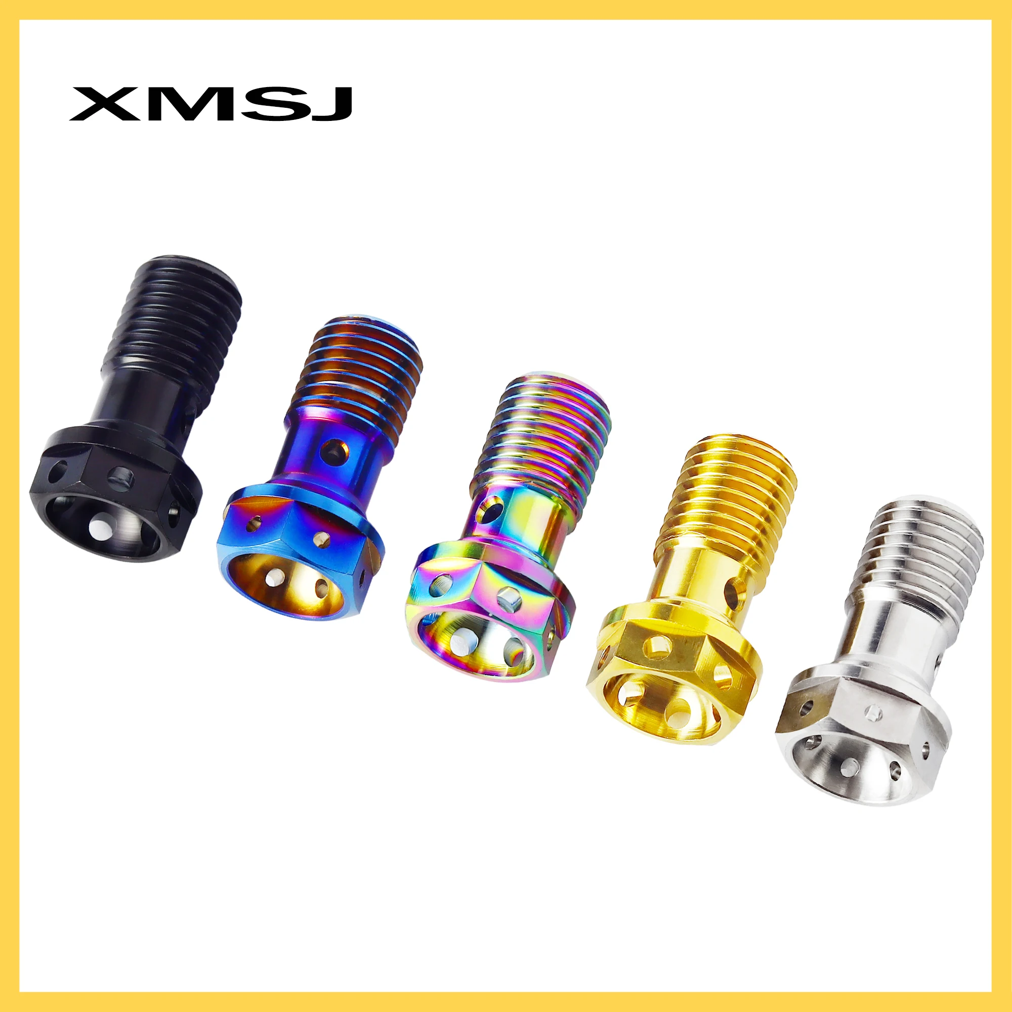 XMSJ Titanium Bolt M10 Motorcycle Brake Caliper Tube Banjo Screw Single Hole Clutch Hexagon Flange Head Screws for Brembo Bolt