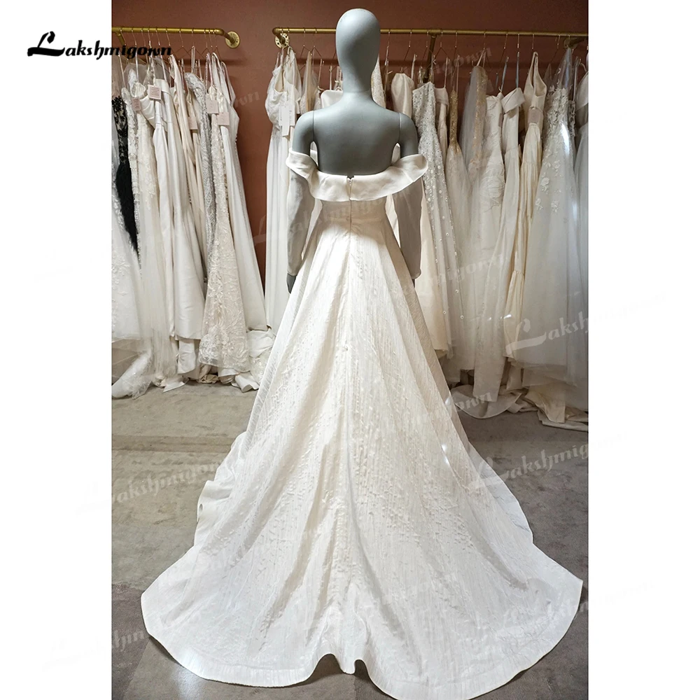 Robe de mariée trapèze à manches longues pour femmes, simple et sexy, col bateau, fendue sur les patients bohèmes, robe de balayage, éducatif