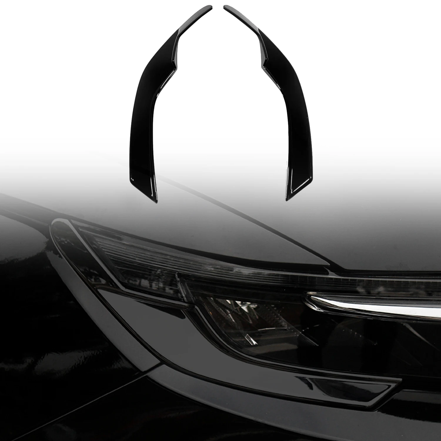 For Honda CRV CR-V 2023 2024 Car Accessories ABS Plastic Glossy Black Front Head Light Eyebrow Cover 2pcs