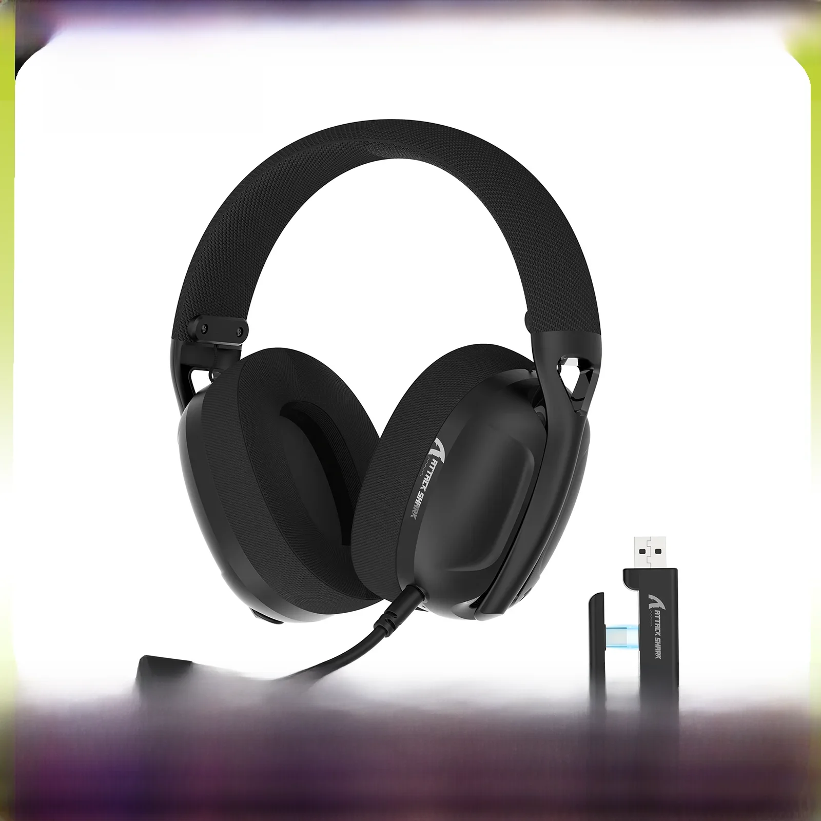 Attack Shark L80 Tri-Mode-Gaming-Headset, leicht, 180 g, 5.1-Kanal-HiFi-Stereo-Surround-Sound, steckbares Mikrofon