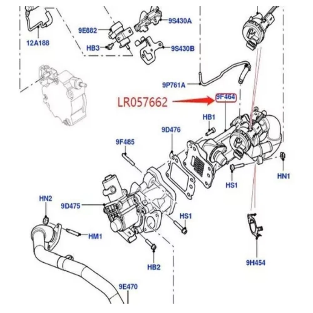 Freelander LR2 RR evoque discovery sport 2.2 EGR cooler for exhaust gas recirculation valve cooler c2s52516 lr057662