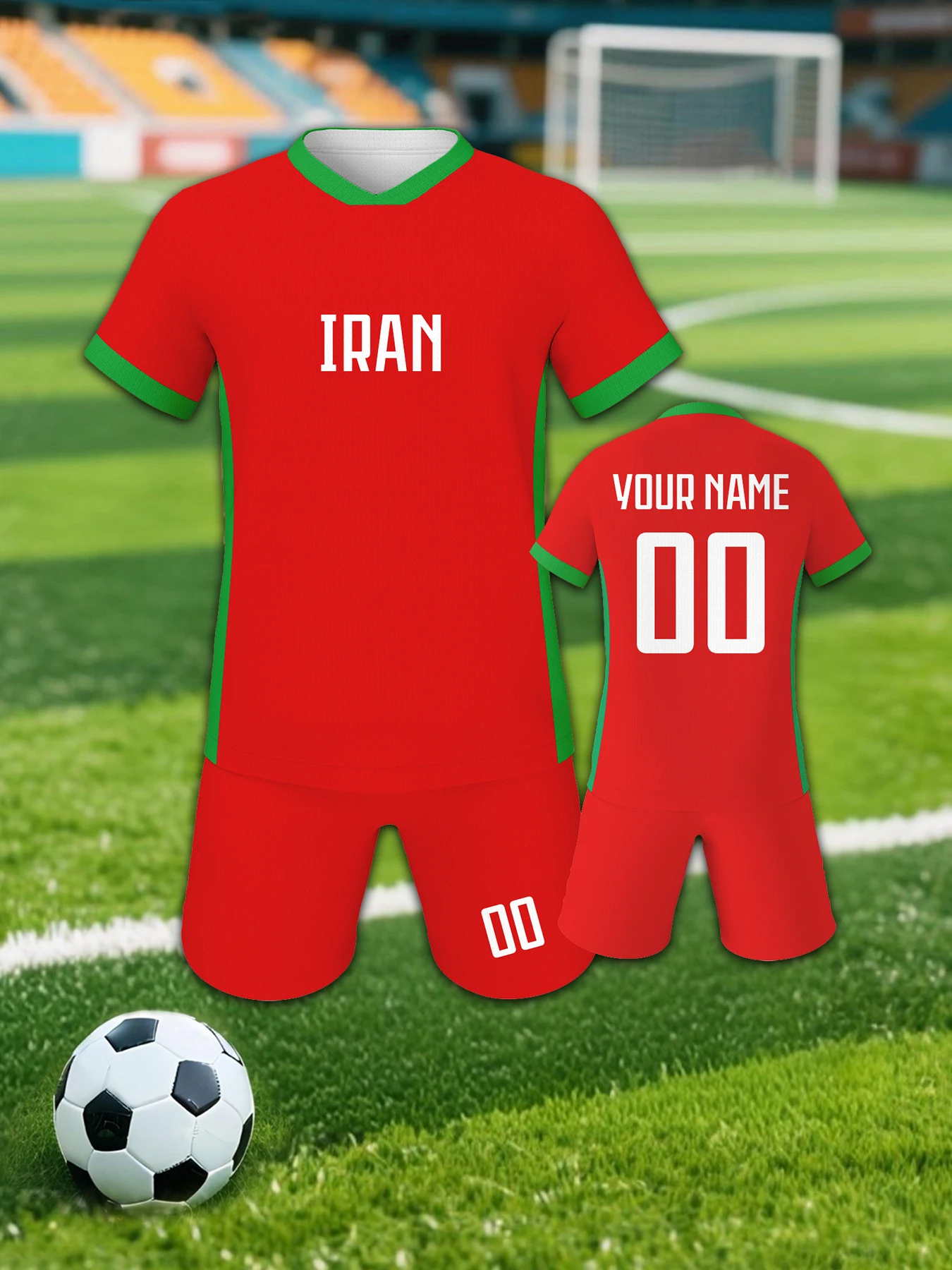 Iran Kids Soccer Jersey Set Custom Football Training Kit Personalized Name and Number Football Team Uniform for Boys Girls