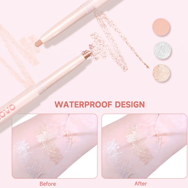 قلم ظلال عيون 2 في 1 وعصا تمييز تحت العين، قلم تفتيح العين غير لامع ولمعان، قلم دودة القز، يدوم طويلاً، غير لزج #4