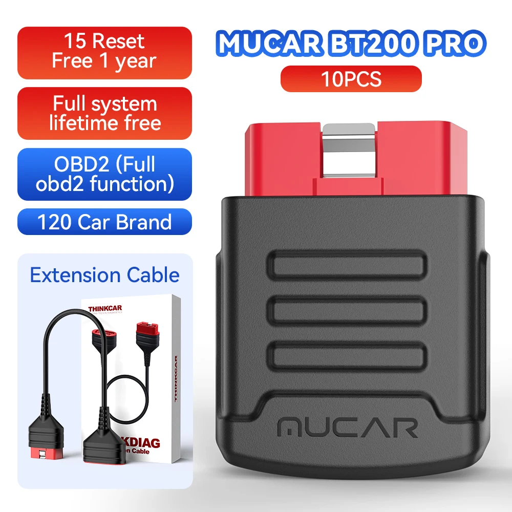 10PCS MUCAR BT200 / BT200 PRO OBD2 Auto Scanner car diagnostic tool code reader full system Oil/SAS maintainance 15 resets