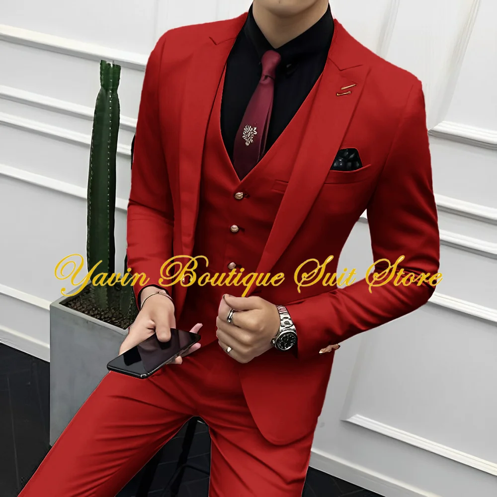 Formal Men's Suits Wedding Groom Tuxedo Prom Handmade Costume Fashion Jacket Vest Pants Man Blazer Suit