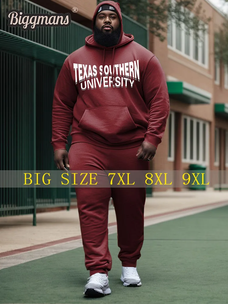 

Biggmans Men's Plus Size Clothing Texas Southern University Style Hoodie and Sweatpants Two Piece Set