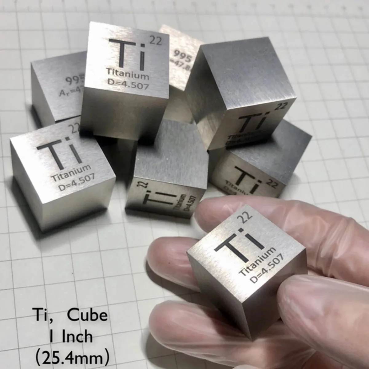 1/0.39inch TiRare Elements Periodic Table Cube Metal Sample Chemical Physics Teaching AIDS Home Table Decoration Children's Gift