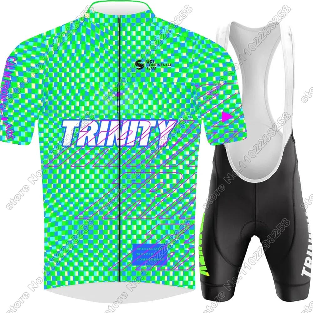 TRINITY Cycling Jersey 2024 Set Racing Team Bicycle Green GB abbigliamento Road Bike camicie Suit Bicycle Bib Shorts MTB Ropa Maillot