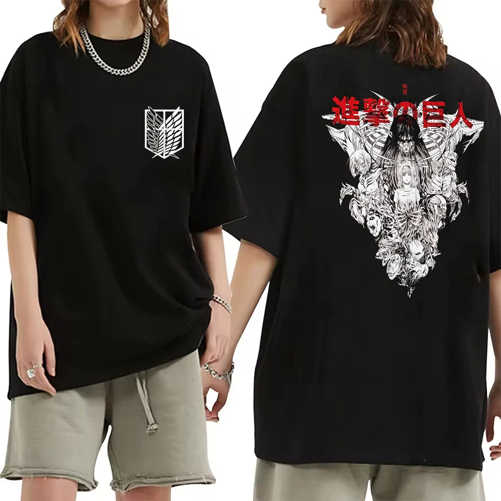 

Shingeki No Kyojin Anime tshirt women manga streetwear T-shirt High Street Fashion Short Sleeve T Shirts Men Women T-shirts