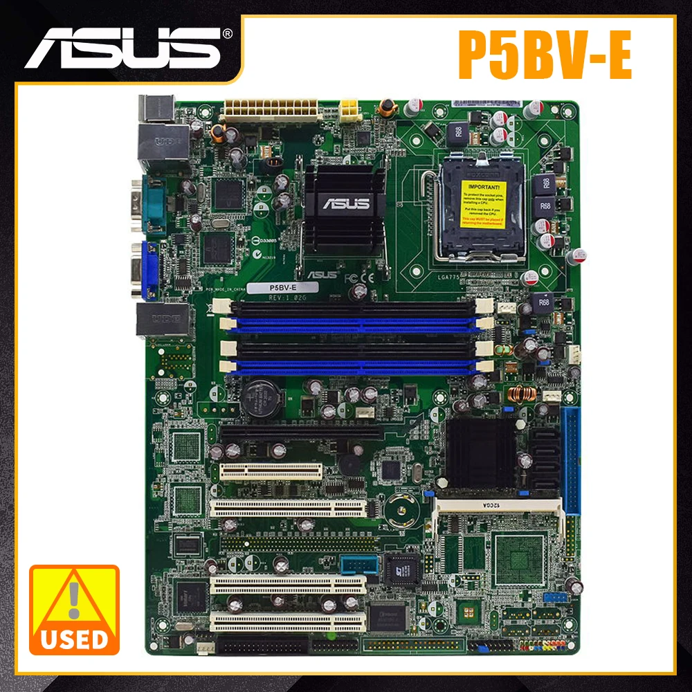 LGA 775 ASUS P5BV-E server Motherboard 2 Gigabit LAN  PC Motherboard DDR2 PCI-E x16 USB ATX Intel Xeon 3000 Series Cpus