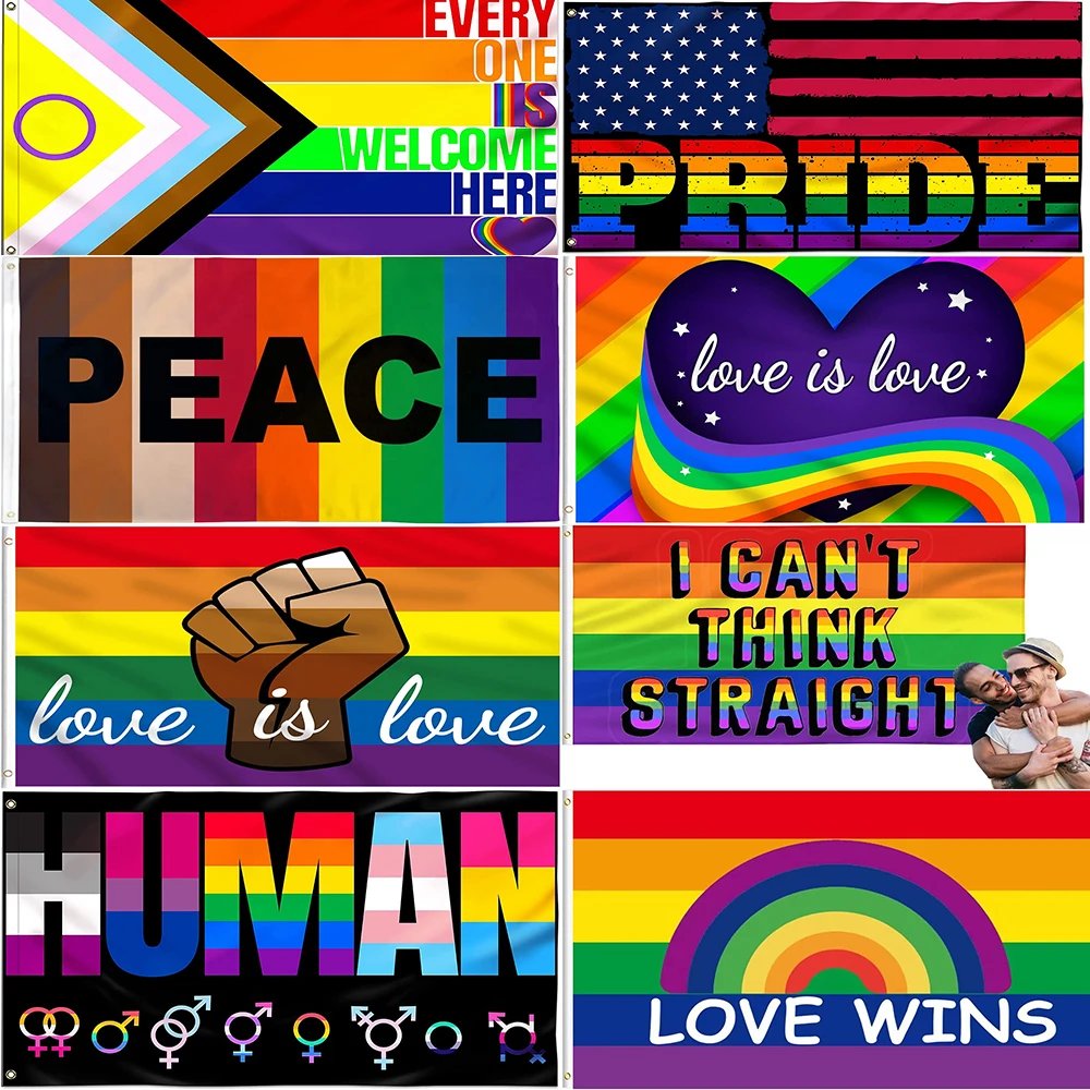 Directly Delivery 100% Polyester Rainbow Gay Pride Love is Love Flags