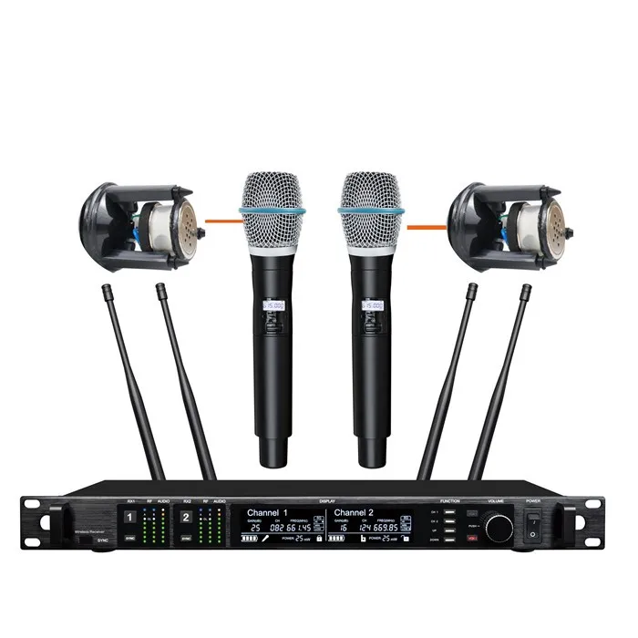 TKG AD4D BETA87A قنوات مزدوجة صوت احترافي ميكروفون مكثف سماعة رأس لاسلكية محمولة باليد ميكروفون لاسلكي