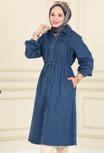 Waist Tunnel Jeans Cap 2024 MODEL Women dress for new season SUMMER Urkiye jacket Muslim Dubai Arab abaya Turkish woman