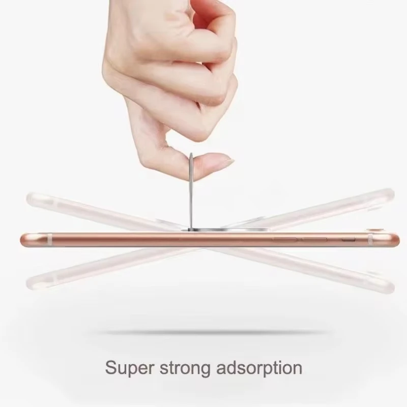 Extrem dünner Luxus-Handy-Sockelhalter aus Metall, universelles Telefon, magnetische Autohalterung, Ständer, Zubehör, Fingerring – Detail 4
