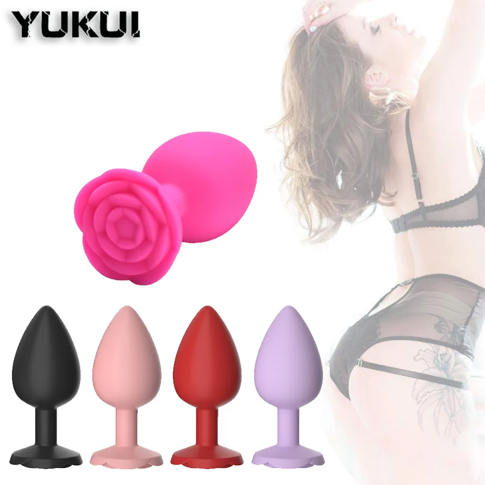 3 Sizes Rose Shape Anal Plug Sex Toys for Women Soft Silicone Butt Plug Erotic Massager Stimulator Dildo Anal Toys for Couples