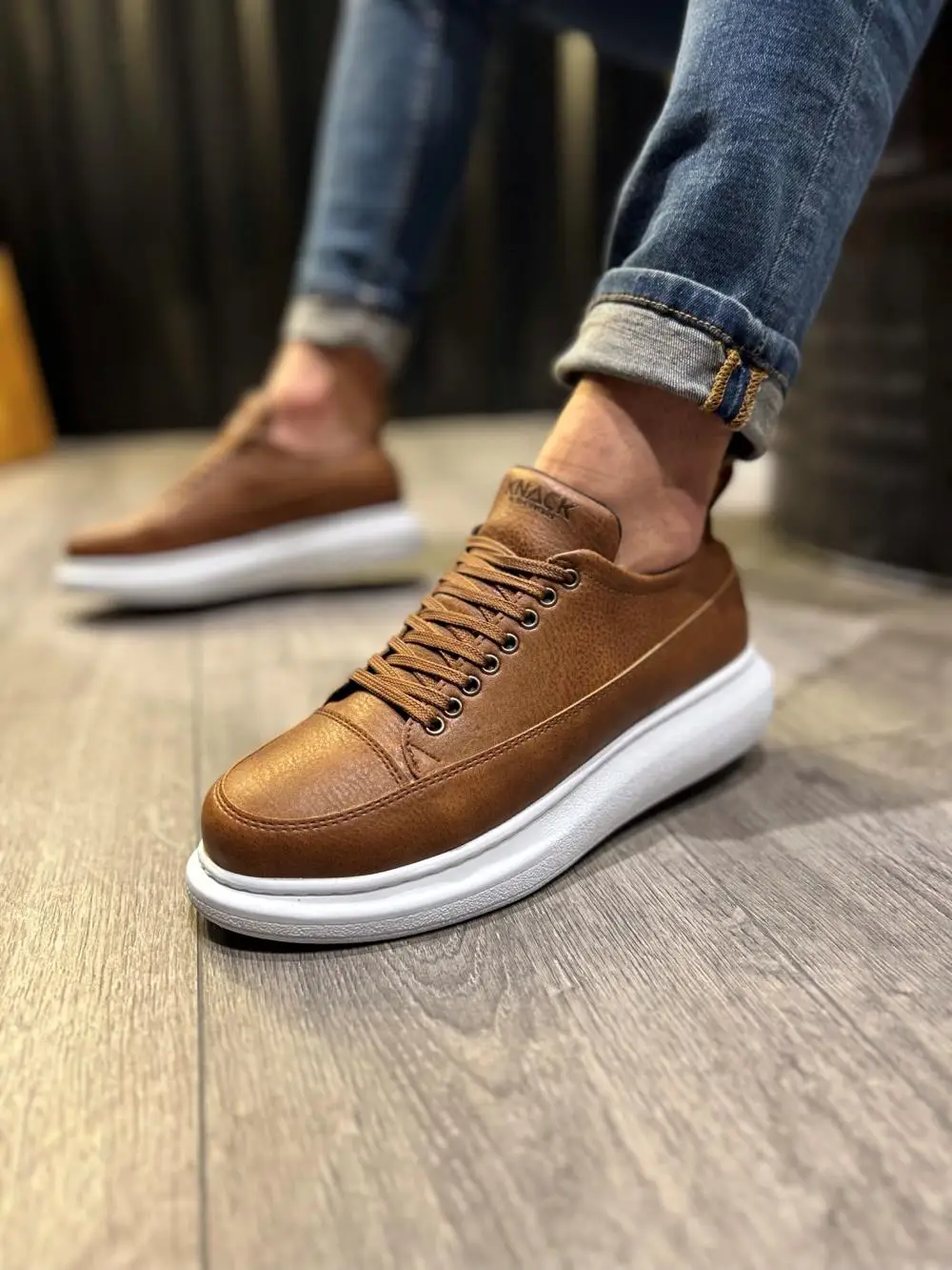 

Men's High Sole Orthopedic Base Skin Leather Sneakers Shoes