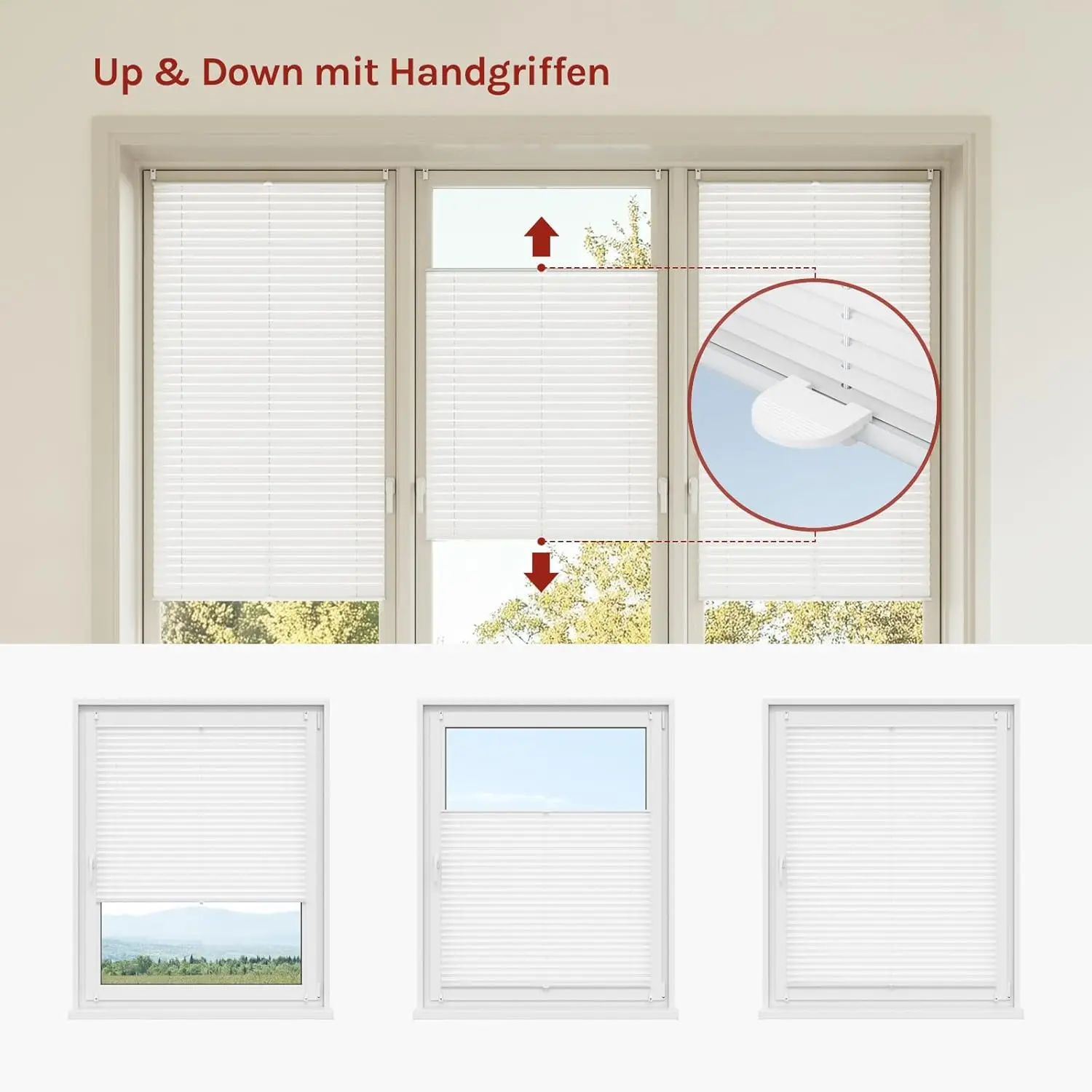 WOLTU Plissee-Rollo Klemmfix ohne Bohren, faltbar, Easyfix, geklemmtes Rollo, blickdichter Sichtschutz für Fenster und Türen – Detail 9