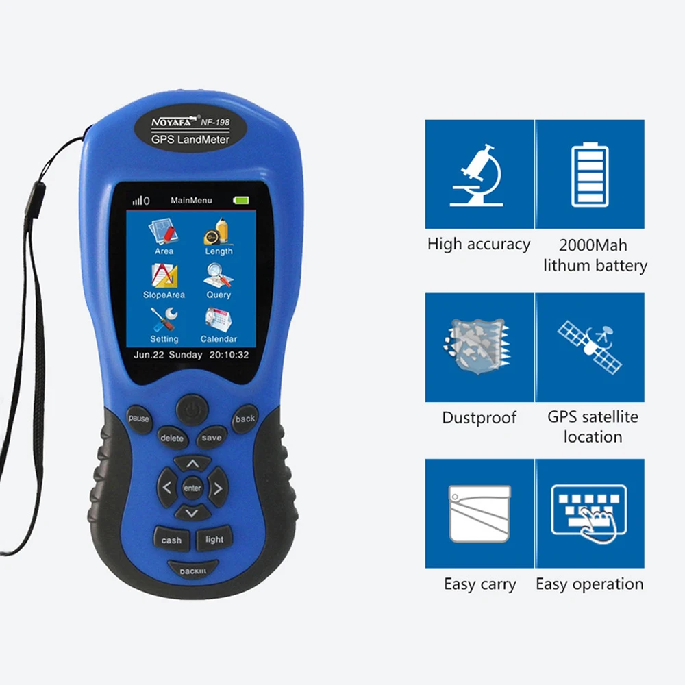 Imagem -04 - Noyafa Nf198 Gps mu Meter Equipamento de Pesquisa Medidor de Terra Dispositivo para a Exploração Agrícola Terra Levantamento e Mapeamento Área Medição Ferramenta