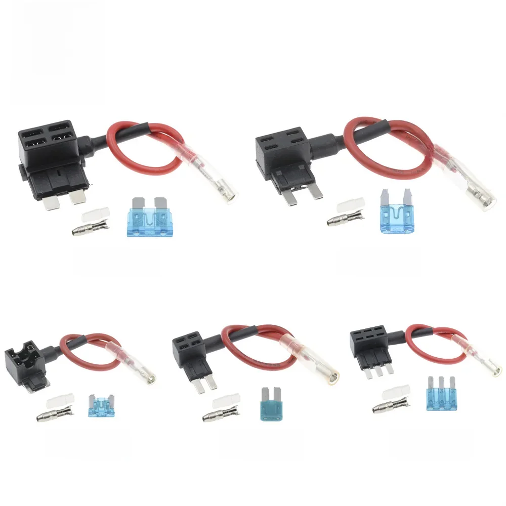 Uchwyt bezpiecznika 12V Dodatkowy adapter TAP Micro Mini Standardowy bezpiecznik samochodowy Ford ATM APM Blade z bezpiecznikiem samochodowym 10A Blade z uchwytem — zdjęcie 2