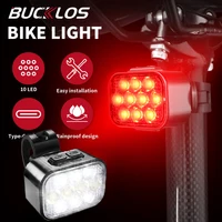 BUCKLOS 10 luces LED para bicicleta, faro de bicicleta de alto brillo, luces traseras de bicicleta de recarga, lámpara de advertencia de conducción nocturna, lámpara para ciclismo