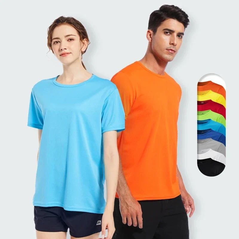 Hommes femmes sĂ©chage rapide Ă manches courtes Sport T-Shirt maillots de gymnastique Fitness chemise formateur course T-Shirt adolescent vĂȘtements de Sport respirants