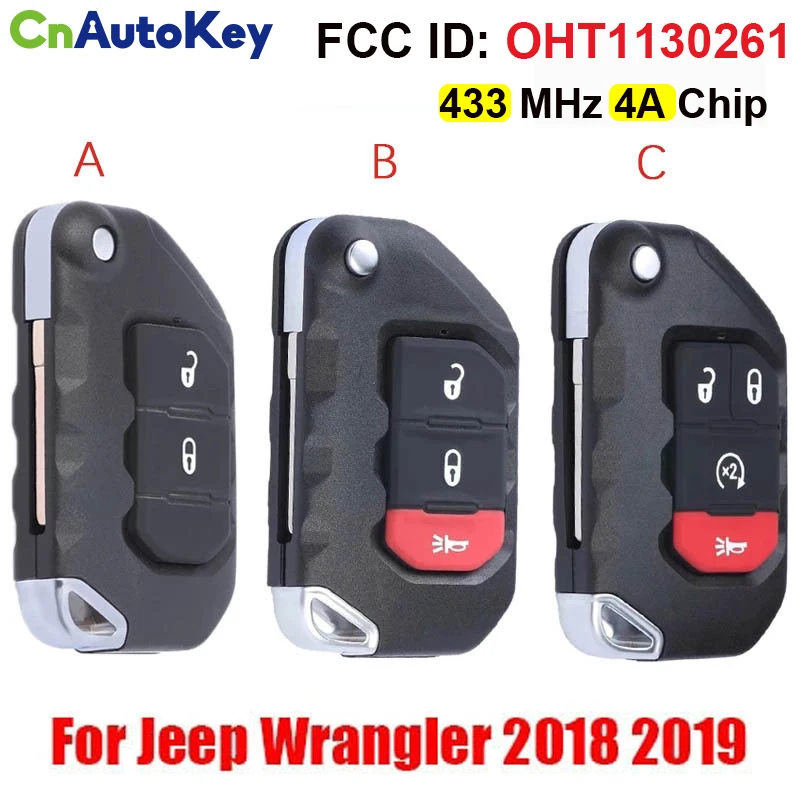 CN086041 Flip Remote Key for Jeep Wrangler Gladiator 2018-2022 Remote Control With 433MHz 4A Chip FCC ID: OHT1130261 68416784AA