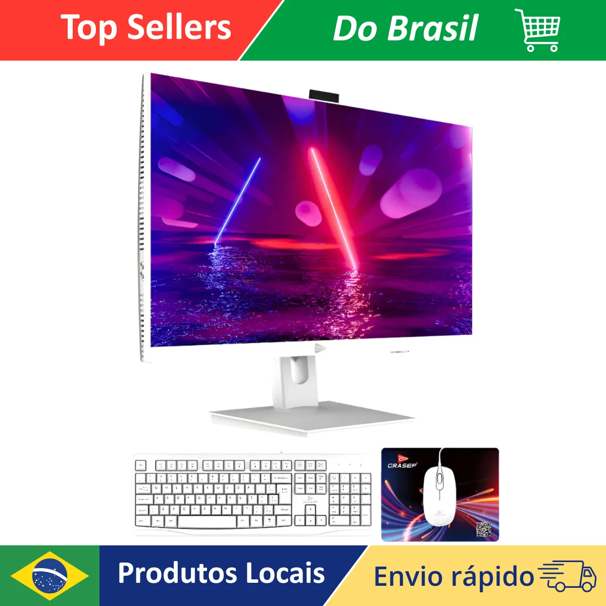Computador All In One Intel Core i7 16GB RAM SSD 256GB Tela 23.8 Full HD Com Windows 11 Pro Branco Para Alto Desempenho