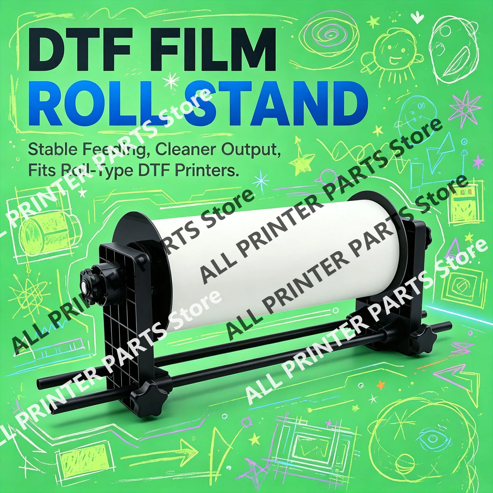 DTF Roll Paper Stand Holder Anti-Walk Guide Plate Smooth Rolling Stable Placement Bracket Max 40cm 15.75 Inch for DTF Printer