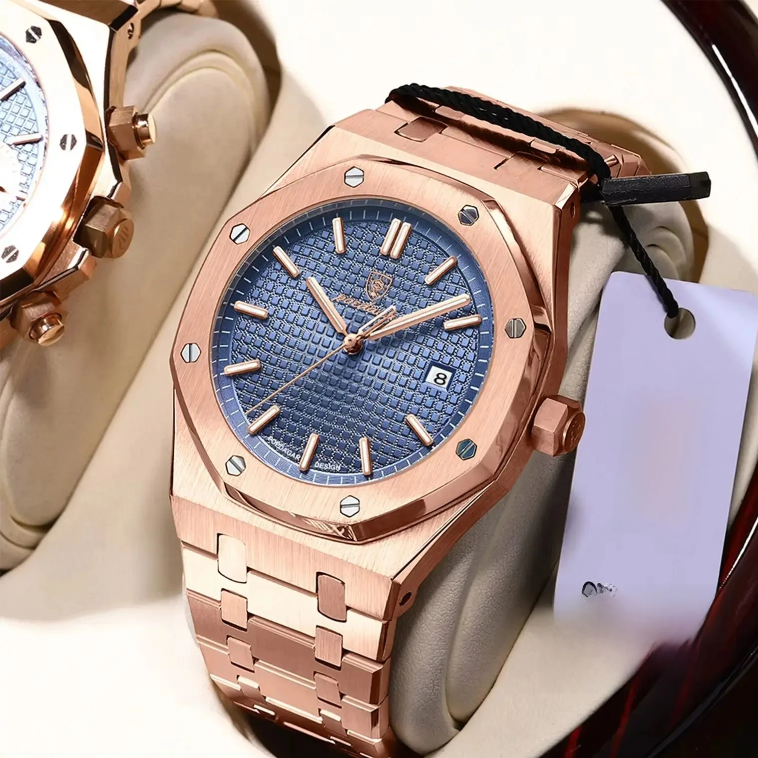 POEDAGAR Luxus Business Mann Armbanduhr Wasserdicht Leucht Datum Männer Uhr Edelstahl Mode Quarz Uhren Für Männer Reloj