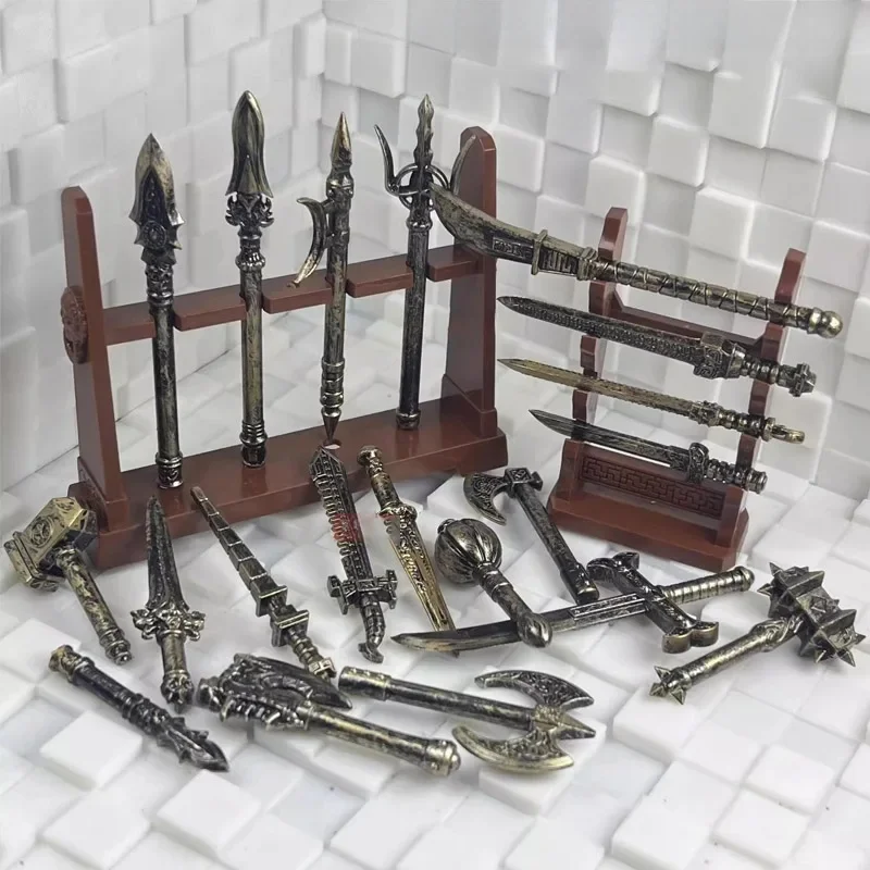 MOC – blocs de construction médiévaux, ensemble d'accessoires d'armes de chevaliers, couteau épée, Trident, bouclier de lance, assemblage de scène, jouets en briques