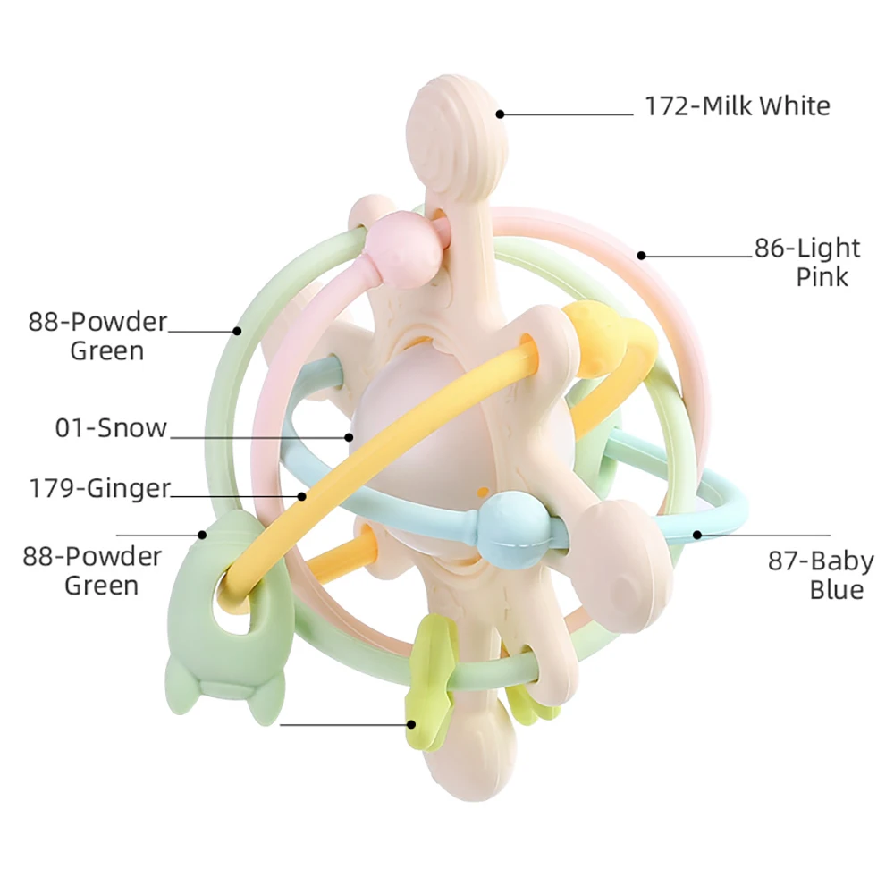 Montessori-Inspired Baby Rattle and Teether:Sensory Stimulation,Motor Skills Enhancement,BPA-Free Silicone,Perfect for Newborns