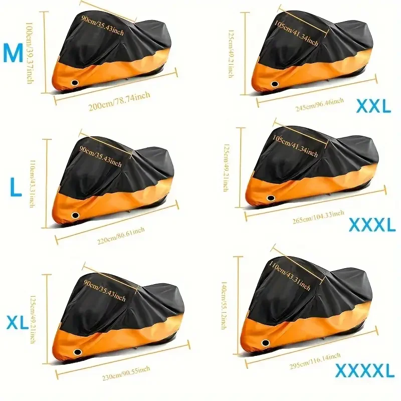 Premium Waterproof Motorcycle Cover - All-Season, Universal Fit For Bikes & Scooters - 300D Oxford Nylon With Windproof, Anti-UV