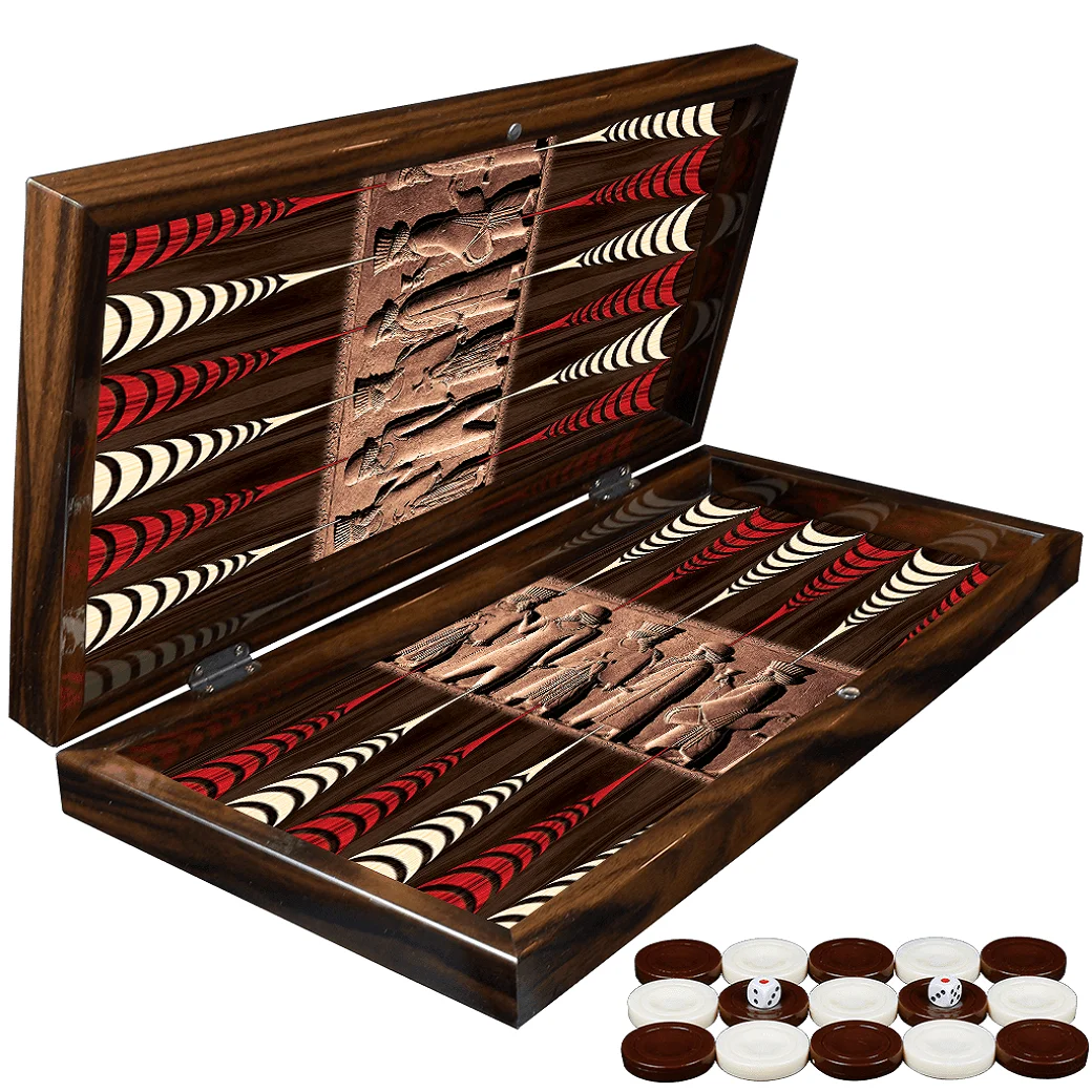 Ancient King Artwork Korush Luxury Quality Backgammon Chess Set Dices Checkers Draughts Wooden Adult Gift Entertainment Persian