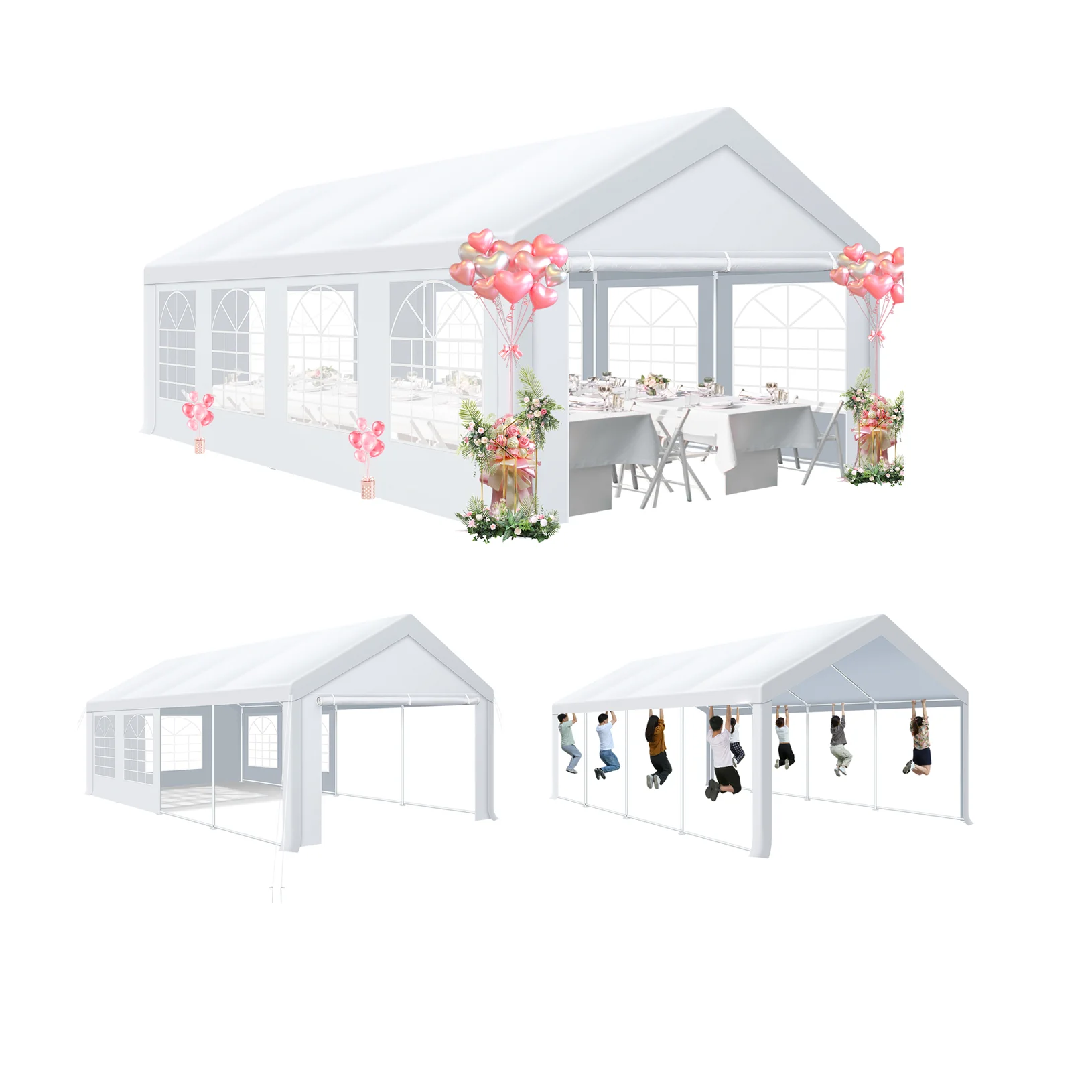 

13x26ft Party Tent Heavy Duty Tent Pavilion Gazebo With Removable Sidewall Built-in Sandbag Wedding Tent Easy To Set Up UV 50+﻿