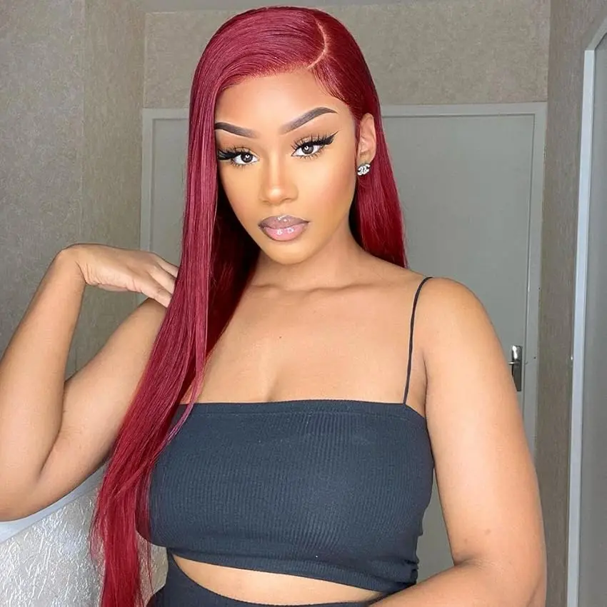 

Straight 99J Burgundy Lace Front Wigs Human Hair 13x4 13x6 HD Transparent Lace Frontal Wig Wine Red Straight Wig 100% Human Hair